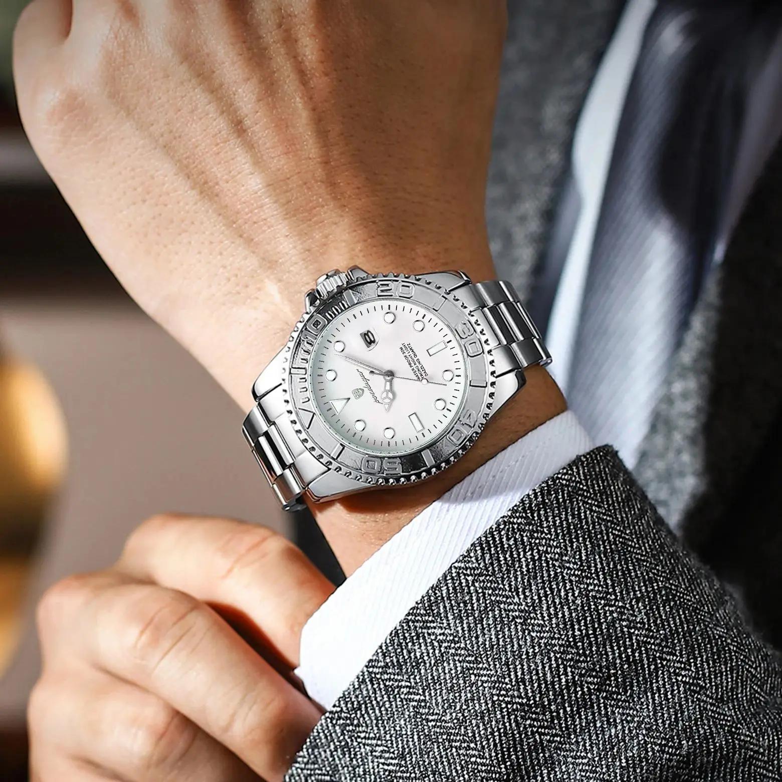Montre-bracelet homme POEDAGAR, mode décontractée, étanche, lumineuse, date, montre homme élégante, 