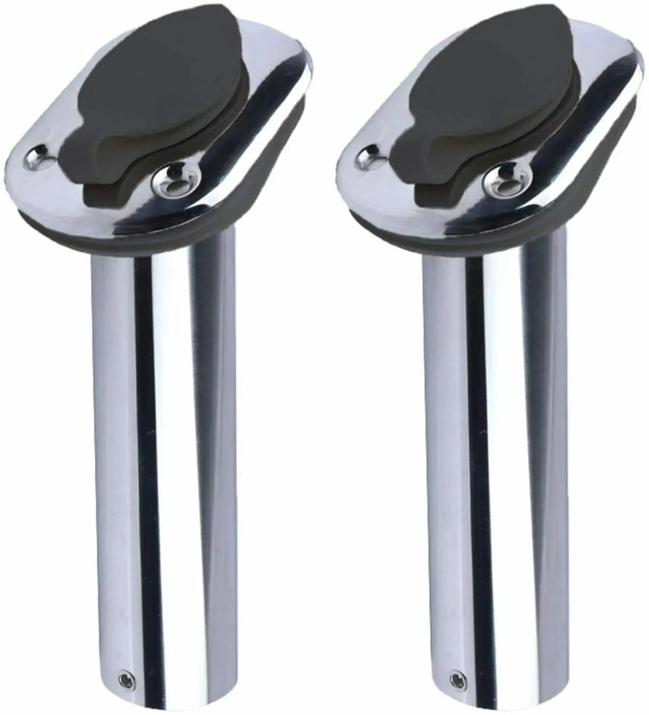2 supports de canne à pêche pour bateau, montage encastré en acier inoxydable, dosette de canne à 30
