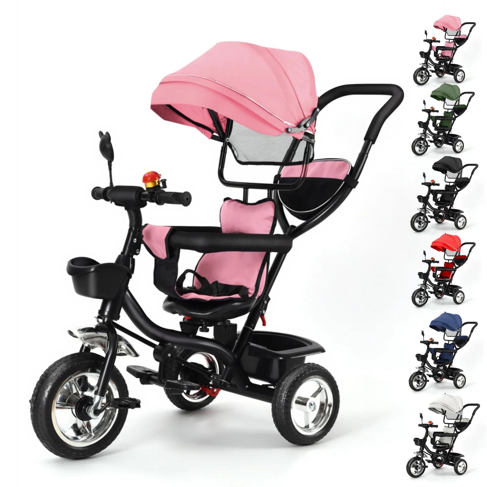 Tricycle pour enfants avec siège réversible, Tricycle de vélo pour enfants avec espace de rangement,
