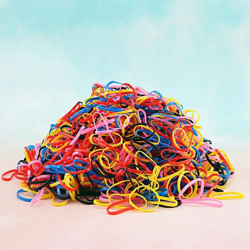 1000 pièces bandes de cheveux jetables colorées filles élastique en caoutchouc enfants élastique pou