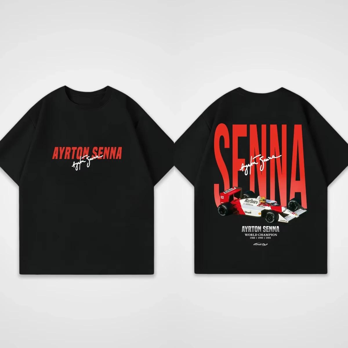 T-shirt col rond pour hommes, décontracté, en pur coton, avec imprimé de course, Ayrton Senna, surdi