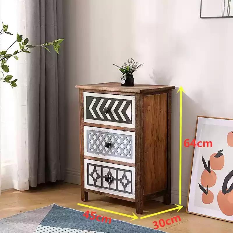 Armoire de chevet rétro sans assemblage, commode vintage avec 4 portes de proximité, coffre de range