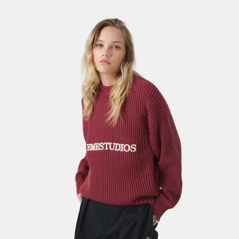 Pull à col rond Eme Letter Y2k Street pour hommes et femmes, pull ample décontracté rétro en tricot,