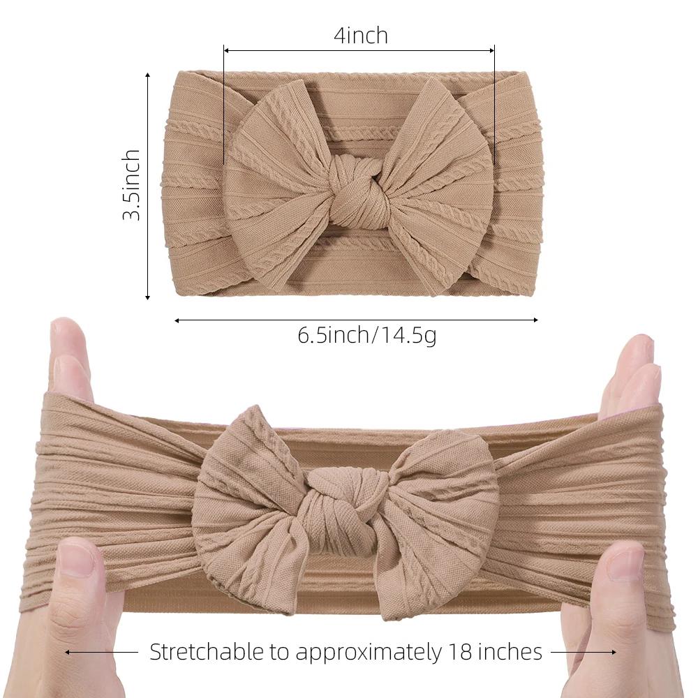 3 pièces couleur unie bébé bandeau arc enfants bandeau élastique en Nylon nouveau-né bandeaux doux T