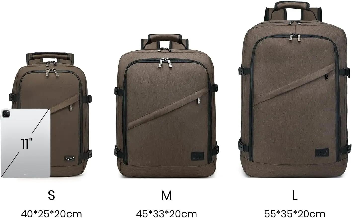 Sac à dos de voyage KONO 38L homologué pour le transport aérien, 55x35x20cm, sac à main multifonctio