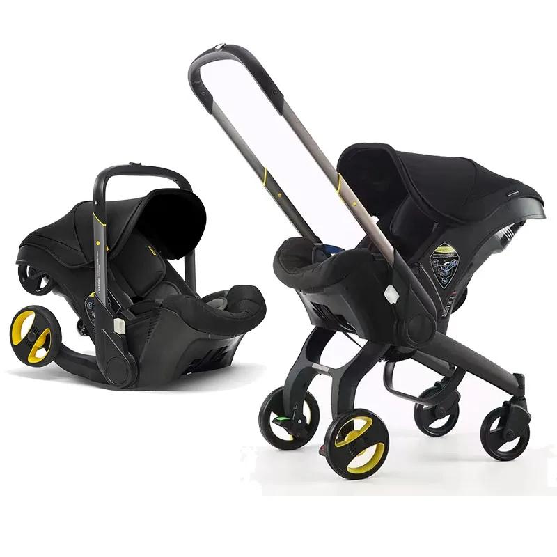 Système de poussette et siège auto 2 en 1 avec design pliable pour nouveau-nés, léger, compact et sû