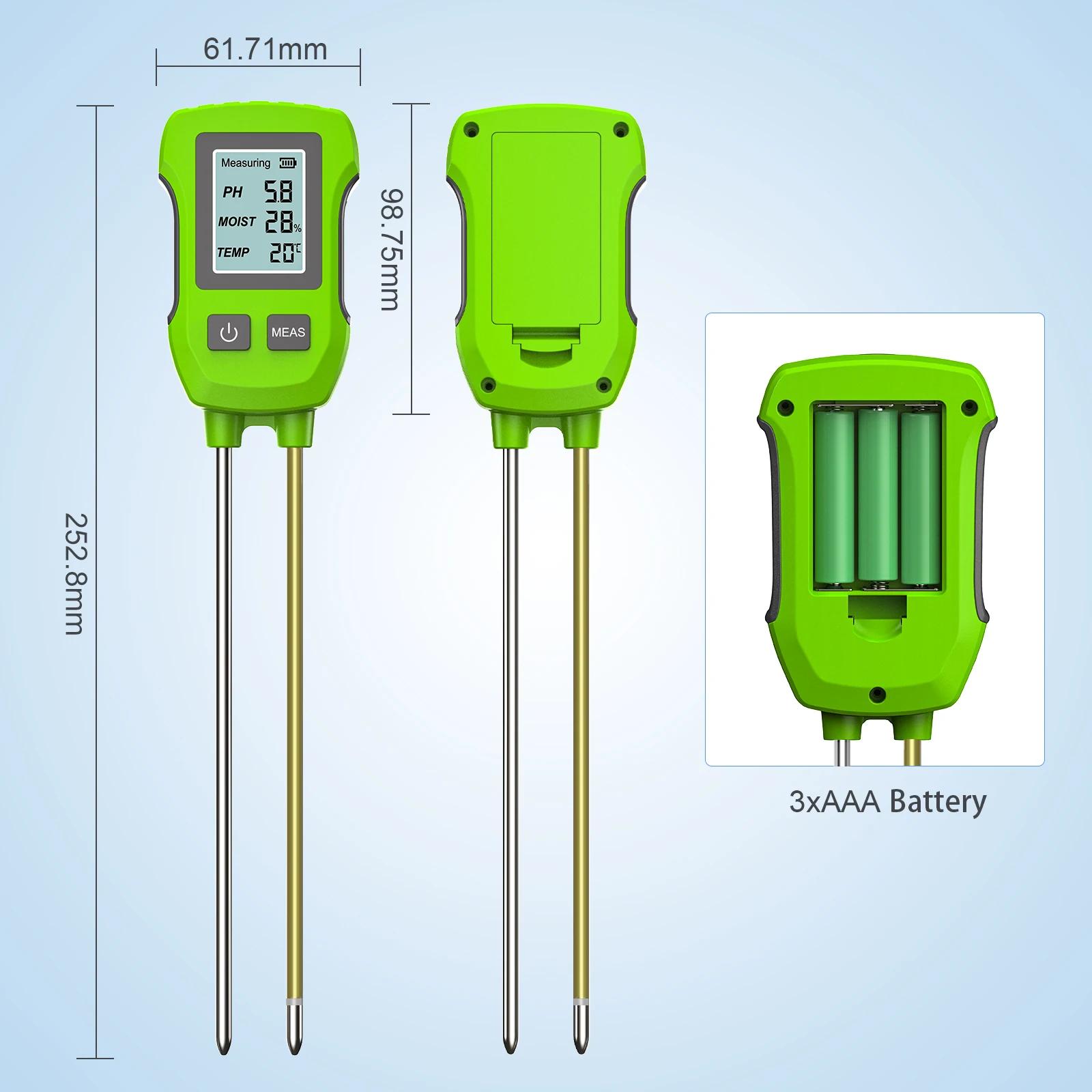 Testeur de sol numérique LCD 3 en 1, PH/humidité/température, compteur de sol de haute précision ave