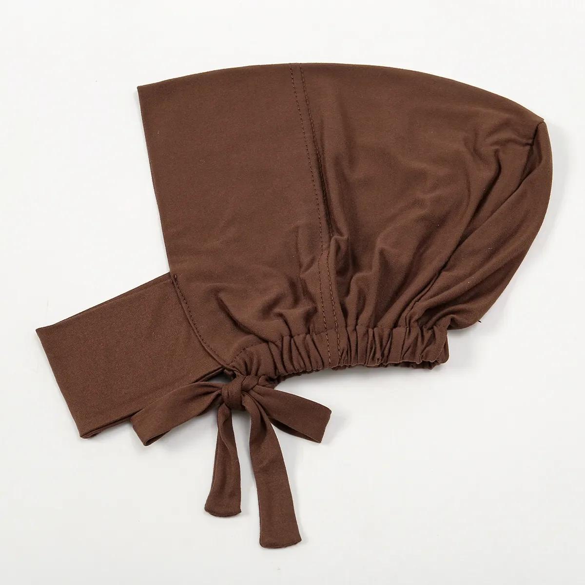Casquette intérieure musulmane Hijab pour femmes, sous-écharpe solide, Turban, chapeau islamique mus
