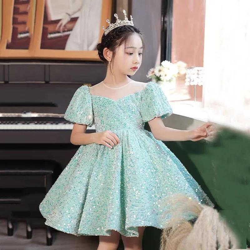 Robe de premier anniversaire pour bébé fille, robe de princesse à manches bouffantes pour filles (âg
