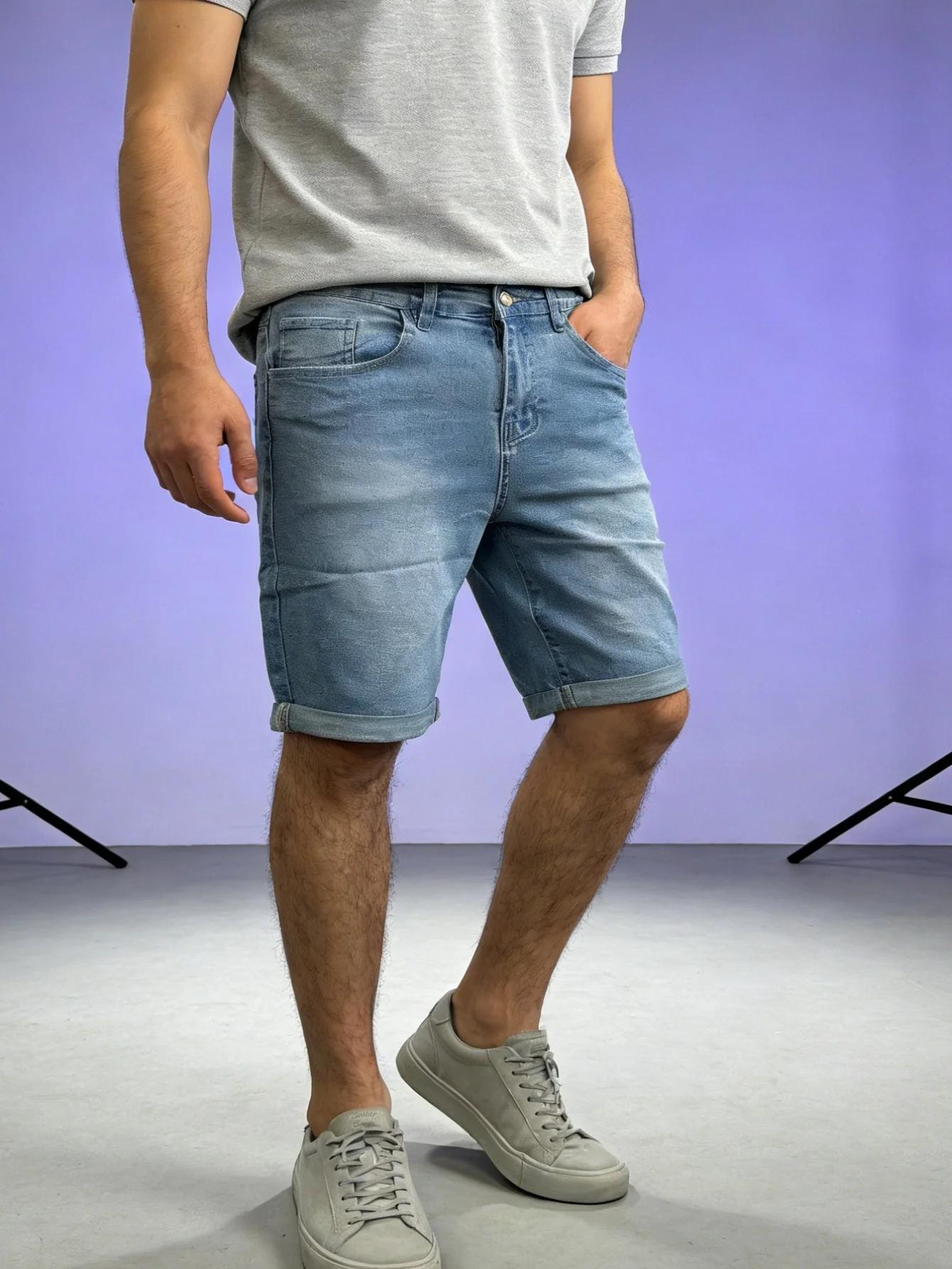 Shorts en jean bleu slim Y2K, style rétro léger, pour les rendez-vous, original, pour homme, sans ac