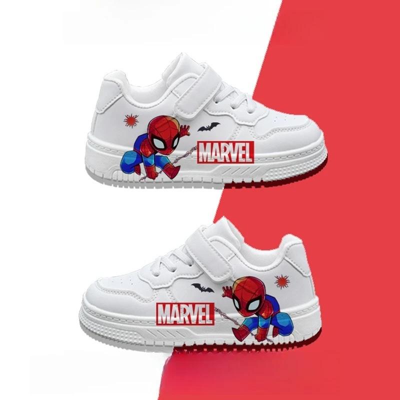 Baskets blanches à enfiler Marvel Spider-Man, chaussures décontractées à semelle souple et fermeture