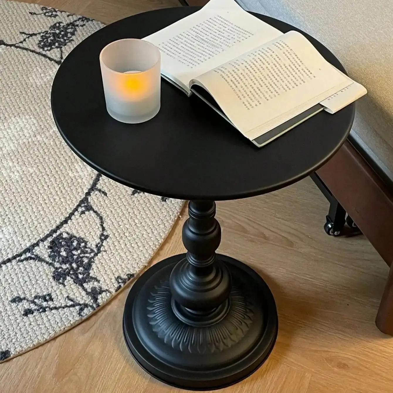Table basse nordique vintage, table d'appoint de canapé, coin en métal, table ronde de chevet, meubl