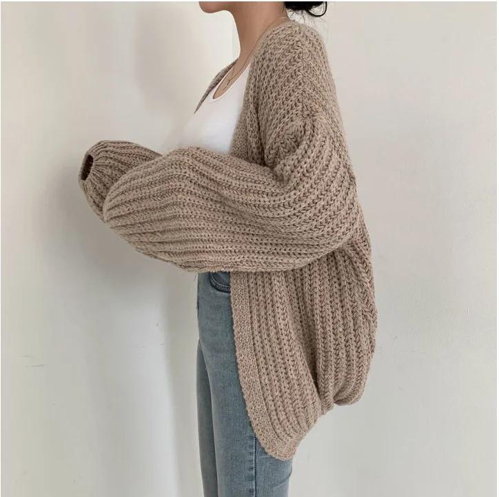 Cardigan Vintage Harajuku à manches lanternes pour femme, pull décontracté, coréen, Streetwear d'aut