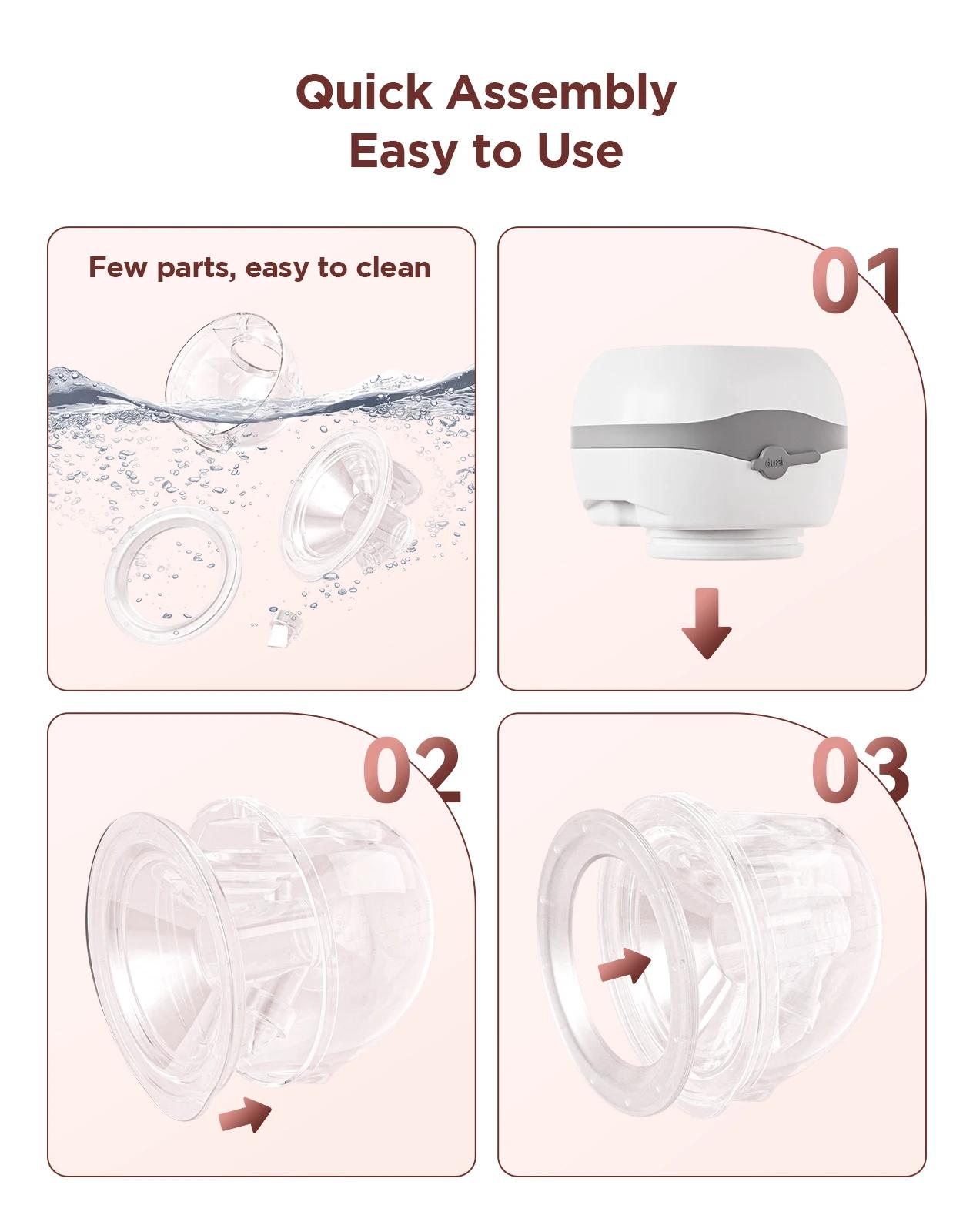 2 pièces tire-lait électrique mains libres sans BPA 12 niveaux et 3 Modes mise à niveau tire-lait po