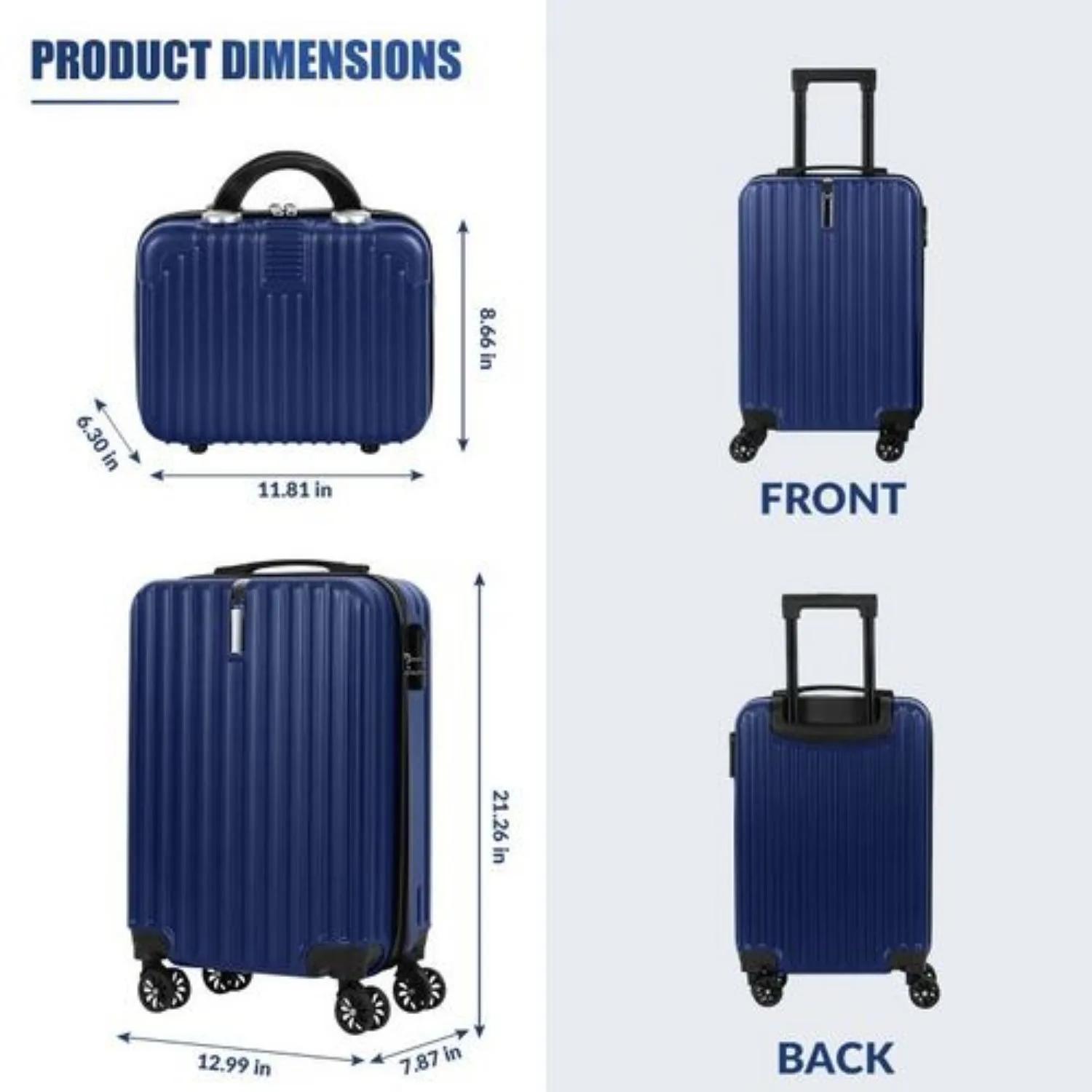 Ensemble de bagages rigides 2 pièces (20"+14") - Spinner gigogne avec 360 °   Roues et serrure TSA, 