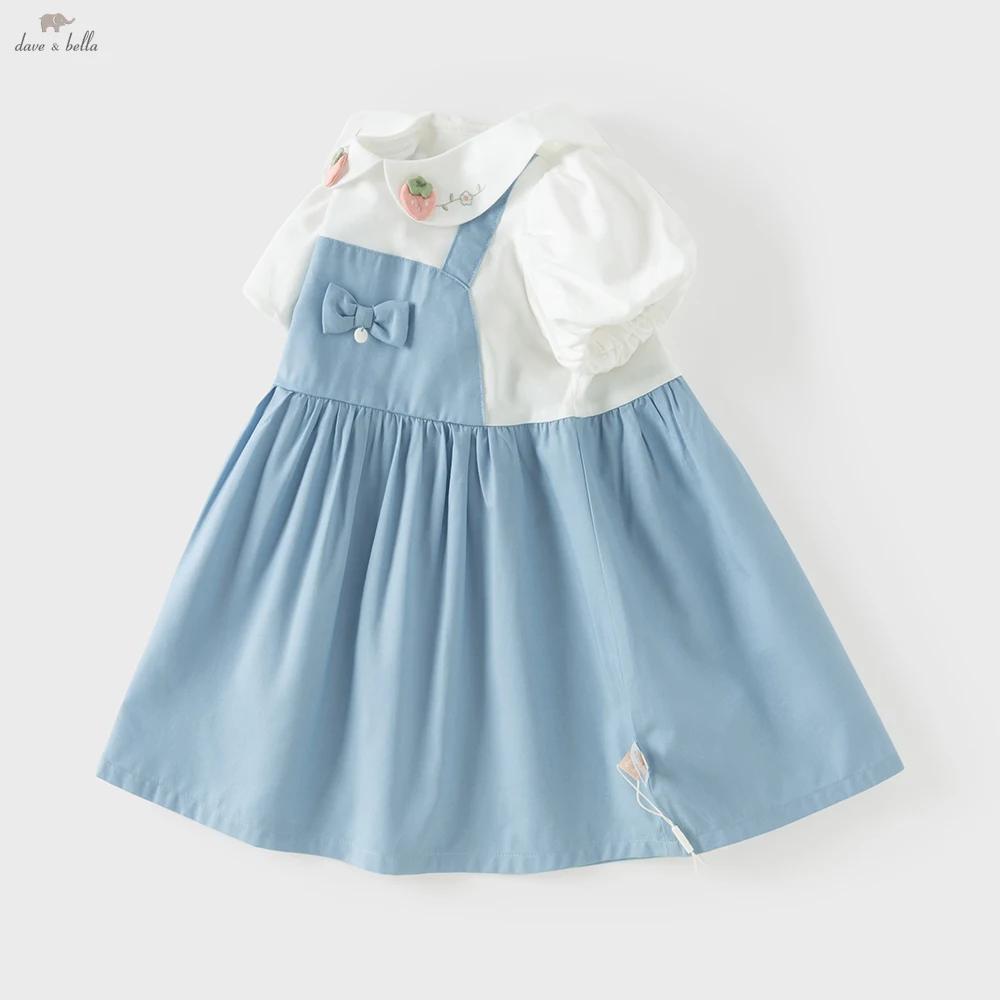 Robe d'été pour fille Dave Bella, faux deux pièces, manches courtes, style princesse, en coton, pour