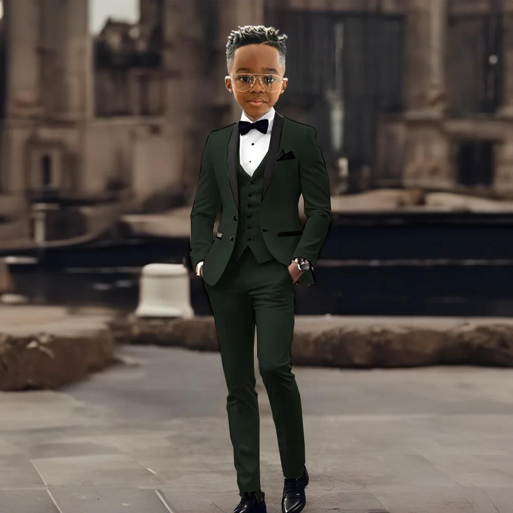 Ensemble de costume pour enfants, 3 pièces, tenue de porteur d'anneau de mariage, beau châle à rever
