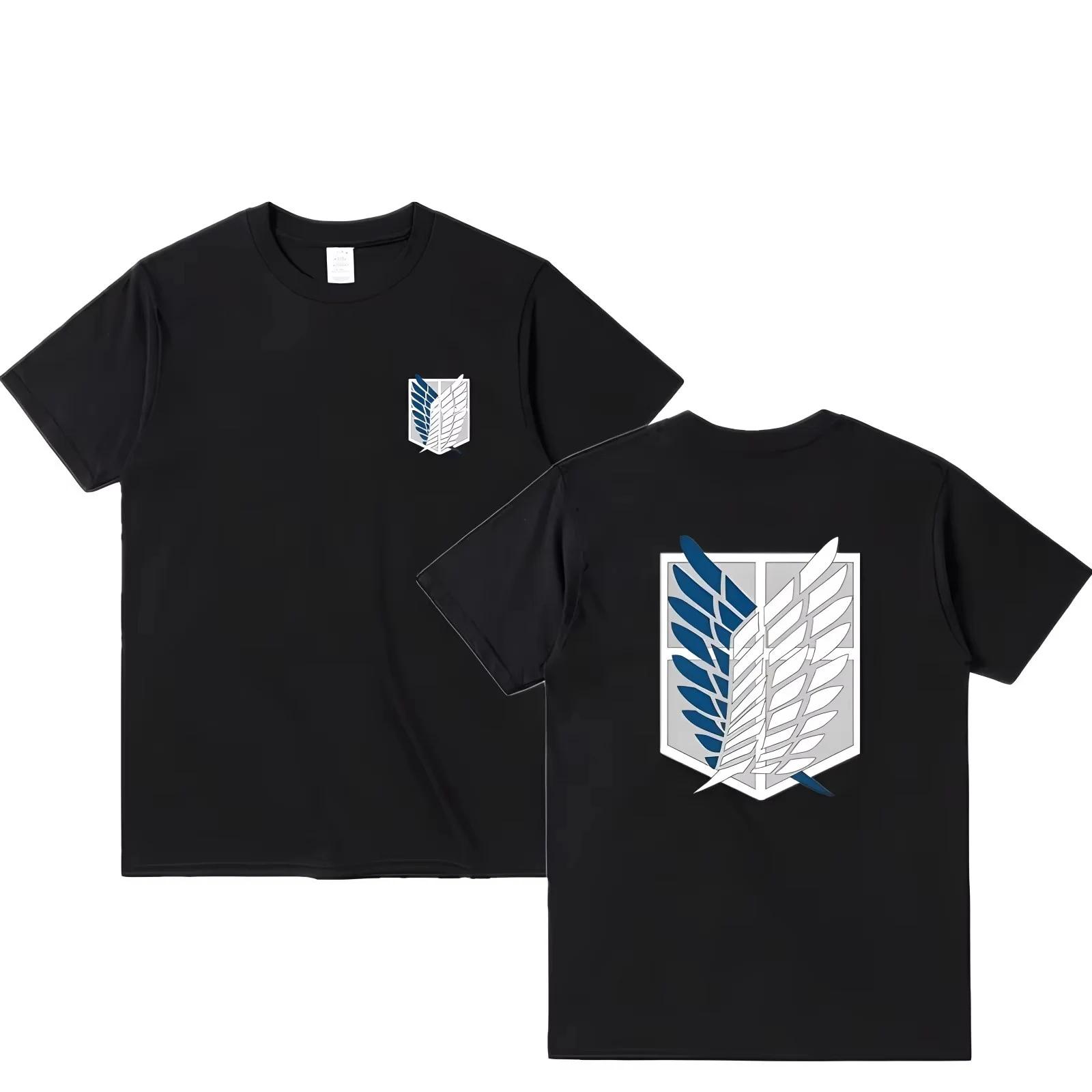 Attaque sur Titan T-shirt ailes de liberté à manches courtes Ackerman Mikasa Eren Jaeger hommes haut