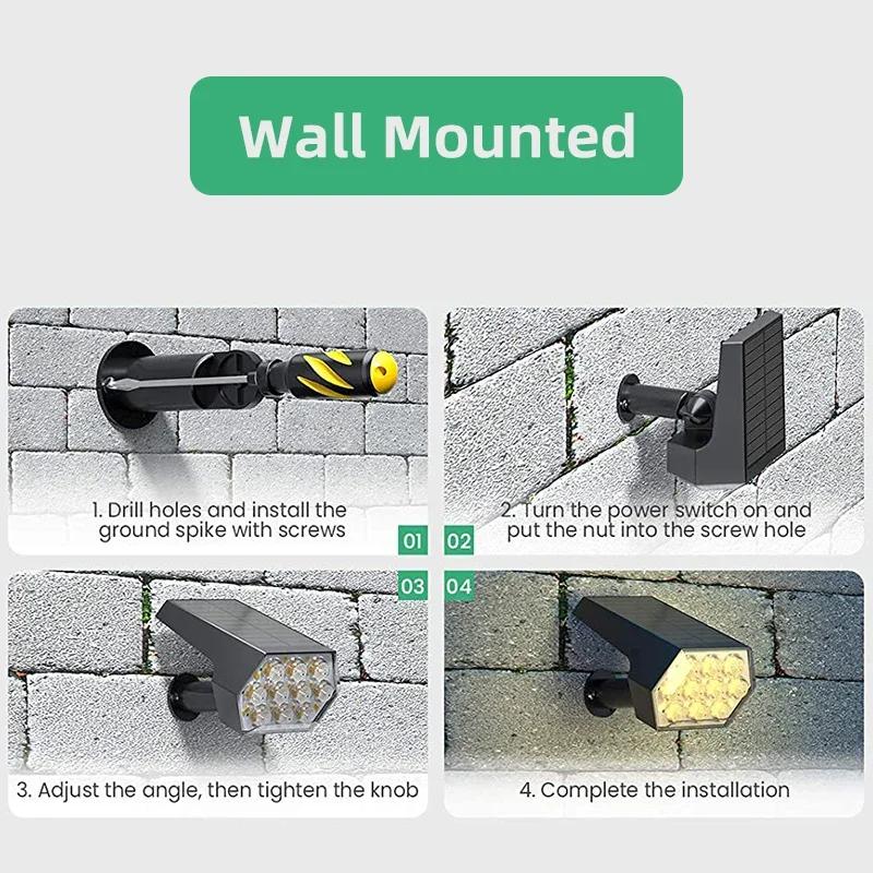 Spot Lumineux Solaire à 92 LED, Imperméable IP67, 2 en 1, Éclairage d'Extérieur, Idéal pour un Jardi