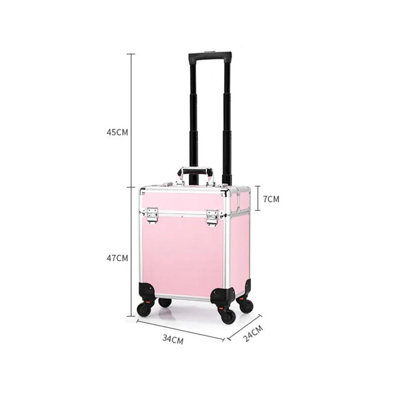 Trousse de maquillage roulante en aluminium, organisateur de Salon de cosmétiques verrouillable, boî