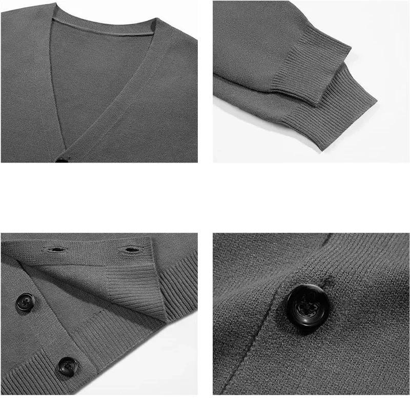 Cardigan léger pour hommes, pull à simple boutonnage, col en v, tricoté, décontracté, manches longue