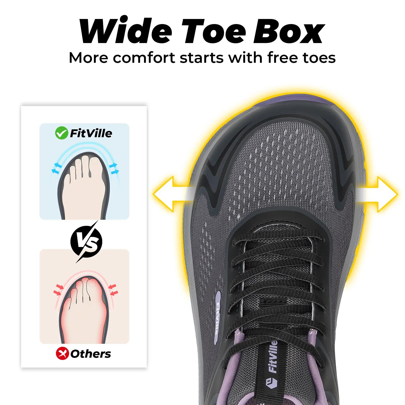 Chaussures de course pour femmes Fitville, chaussures de sport à large boîte à orteils, antidérapant