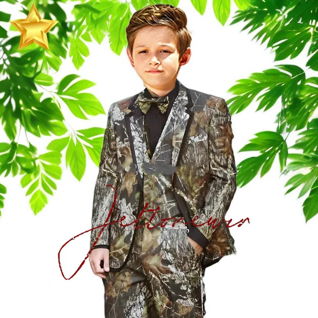 Smoking formel à motif de cuir chevelu imbibé pour garçons, veste et pantalon d'été pour enfants, sm