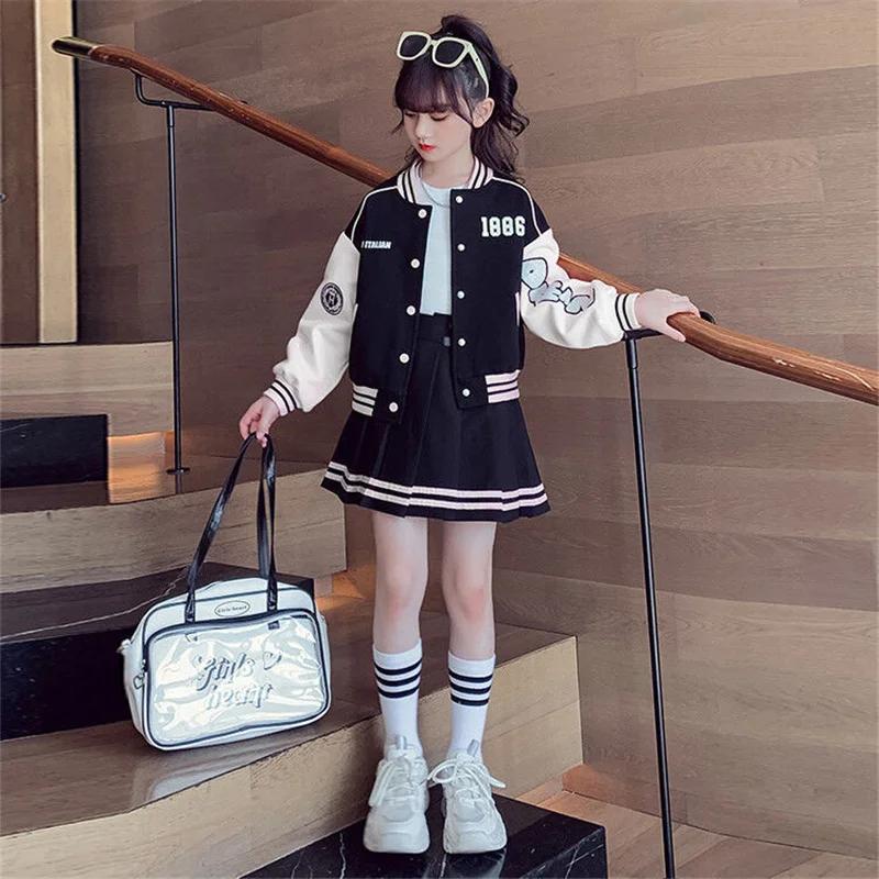 Ensembles de vêtements de mode pour filles, costume de sport de Baseball pour enfants, veste pour en