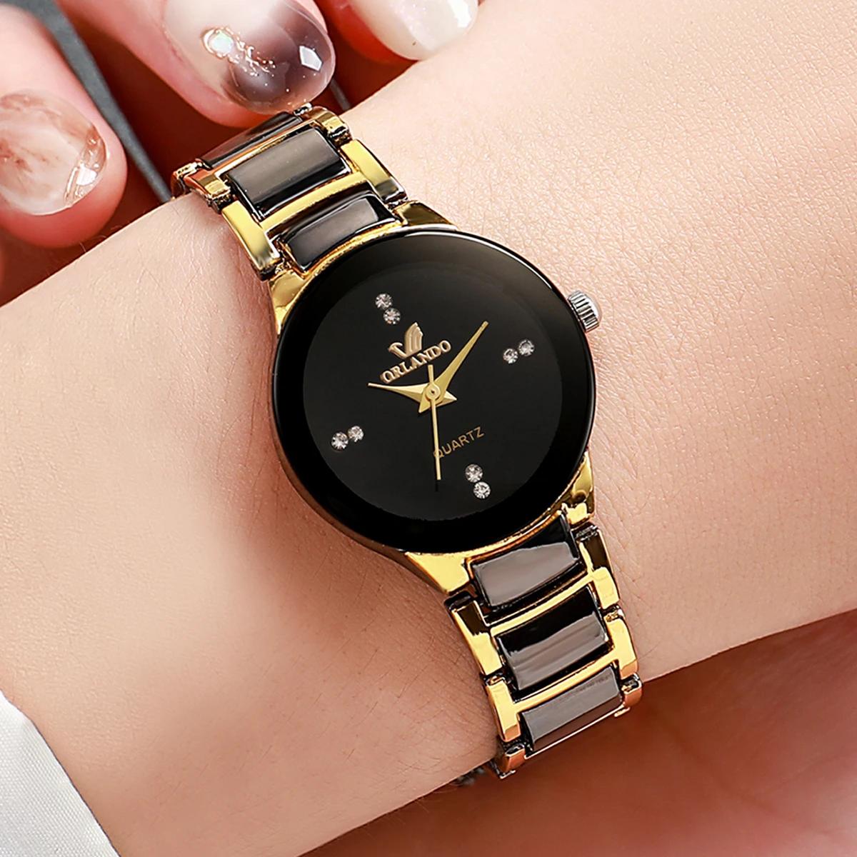 Montre à quartz en acier inoxydable pour hommes et femmes, montres-bracelets d'affaires, mode couple