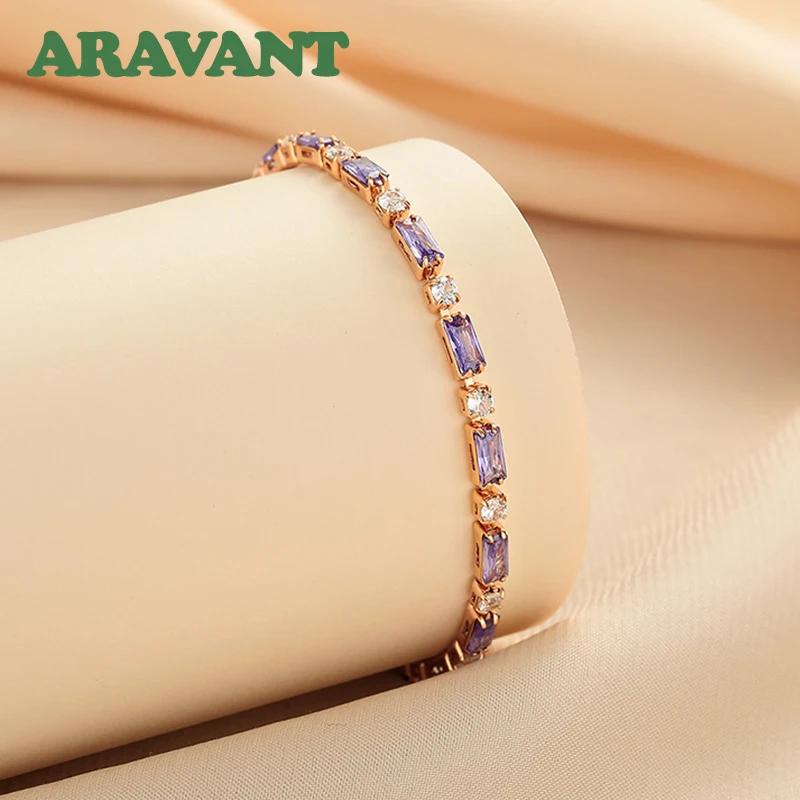 Aravant 925 argent 18K or améthyste Bracelet chaîne pour femmes bijoux de mode