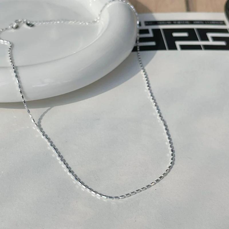 Collier en argent Sterling 925 avec perles géométriques simples, ras du cou, chaîne de clavicule bri