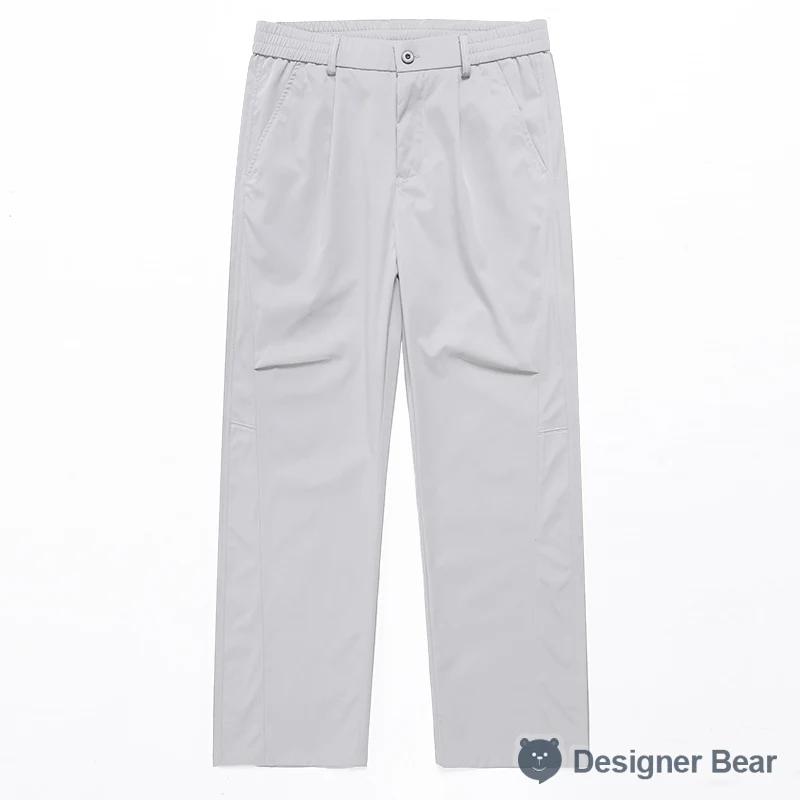 Pantalon long décontracté pour homme, coupe droite, taille élastique, couleur unie, idéal pour le pr