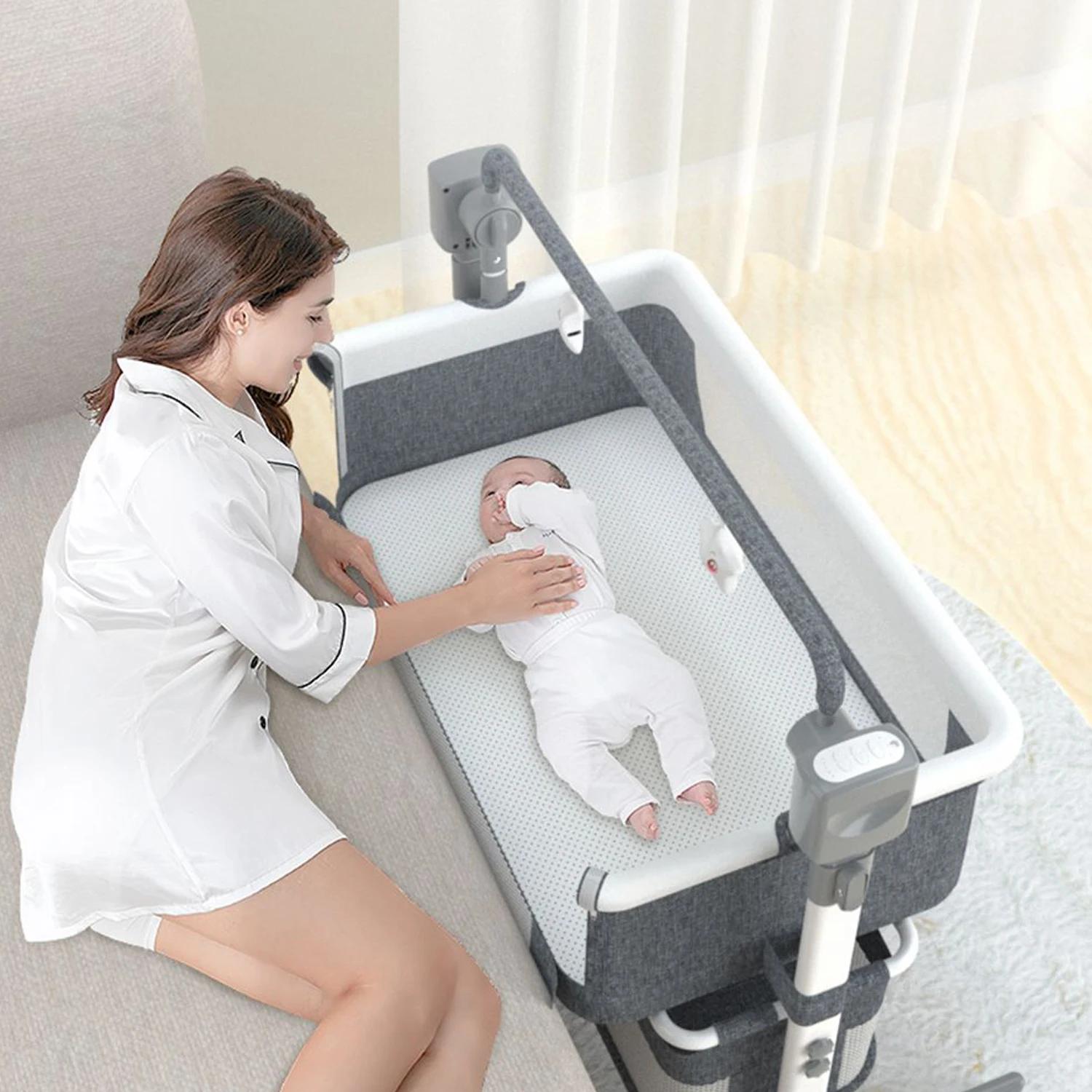 Moussinet pour bébé, à bascule électrique automatique avec télécommande, couffin de chevet pour nouv