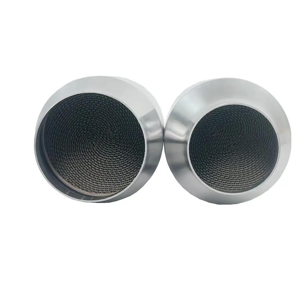 Convertisseur catalytique à haut débit 4" x 8" - Substrat métallique 200 cellules/cpsi - 2,5"/3" ent