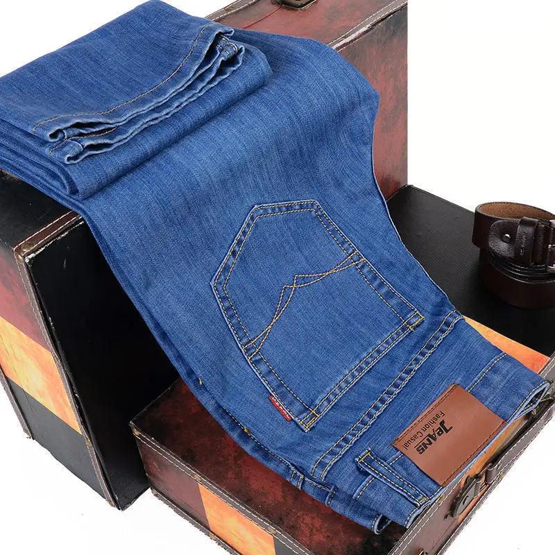 Jean droit pour hommes, pantalon Slim, extensible, confortable, doux, en Denim, pour affaires, vêtem