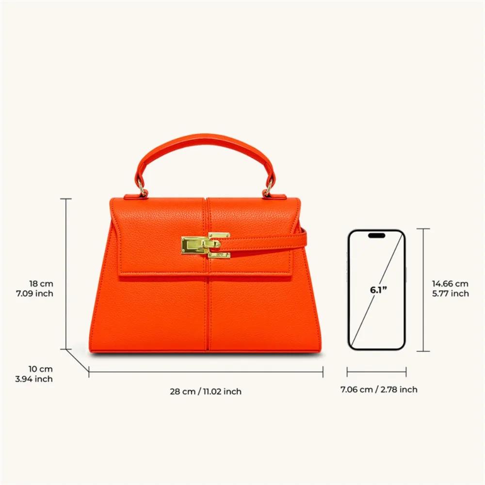 Sac à main orange de luxe pour femme Elise Designer 2026 – Nouveau sac fourre-tout tendance, petit e