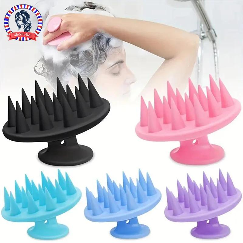 Brosse de Massage de tête en Silicone Portable, brosse de nettoyage en profondeur du cuir chevelu et