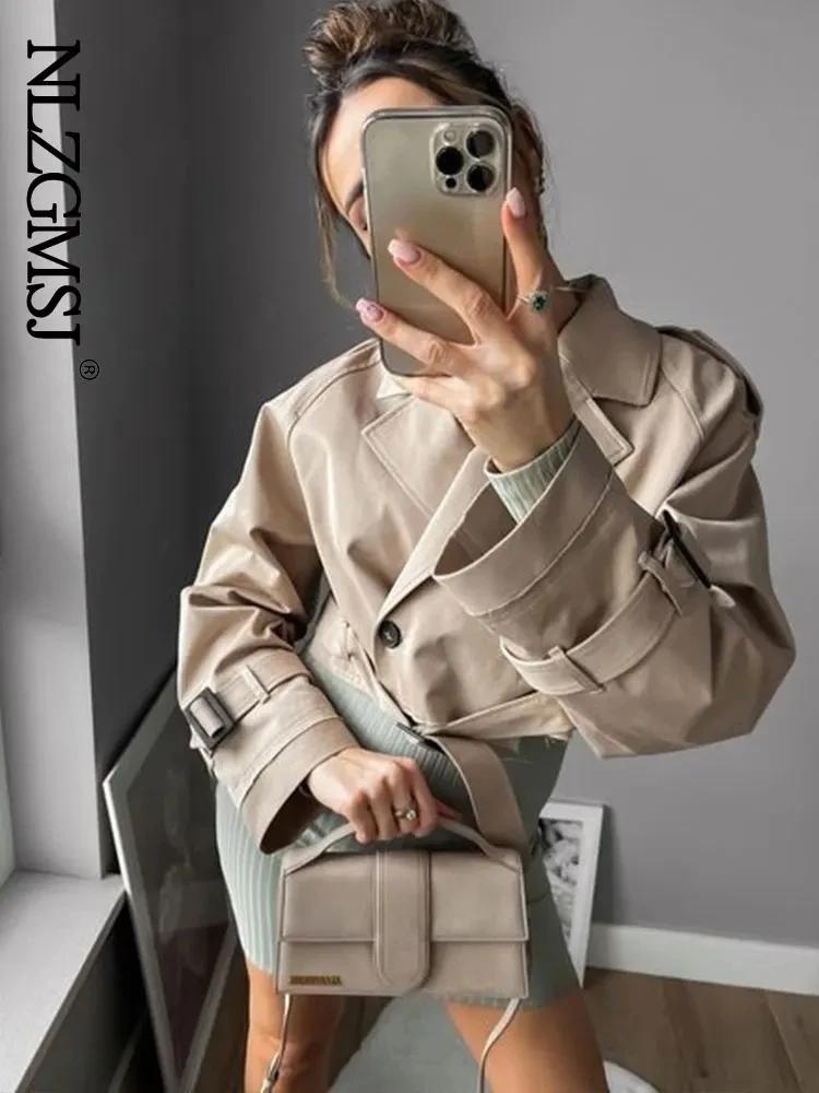 Trench court avec ceinture pour femme, veste de printemps, Vintage, Streetwear, Double boutonnage, m