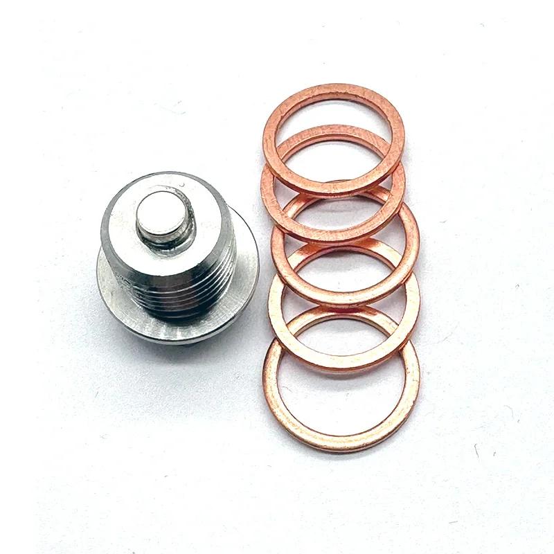 Boulon magnétique en acier inoxydable avec 5 rondelles en cuivre, bouchon de vidange d'huile, aimant