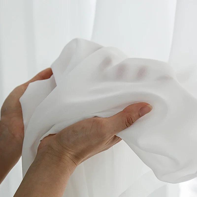 1 Voilage en Tulle Blanc de Bonne Qualité pour Salon, Chambre à Coucher, Fenêtre, Rideau de Porte Co