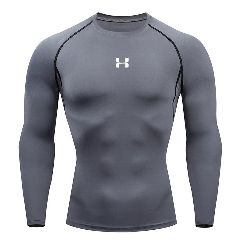 T-shirt de compression à manches longues pour homme, séchage rapide, coupe ajustée, idéal pour l'ent