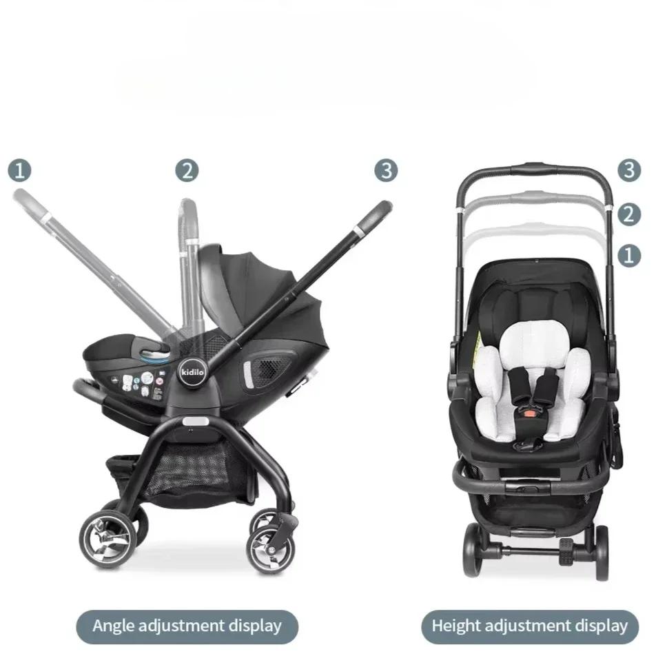Poussette bébé rose 4-en-1 neuve avec nacelle - Siège auto multifonction pliable livraison UE