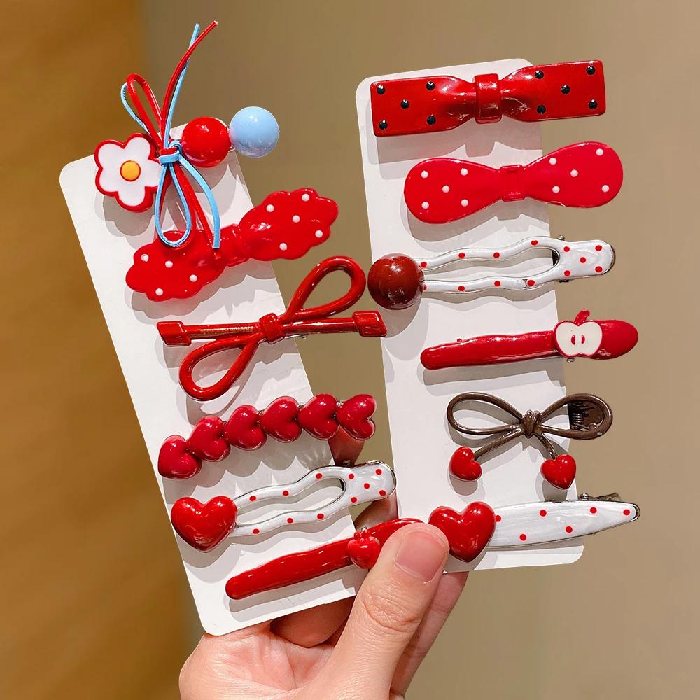Lot de 6 pinces à cheveux multi-styles : cœur, pois, nœud, toutes occasions, toutes saisons, cadeau 