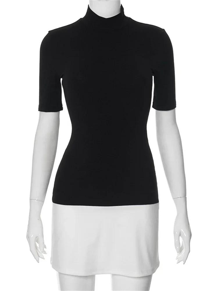 Tossy été femme contraste Mini robe décontracté taille haute à manches courtes Sexy maigre Patchwork