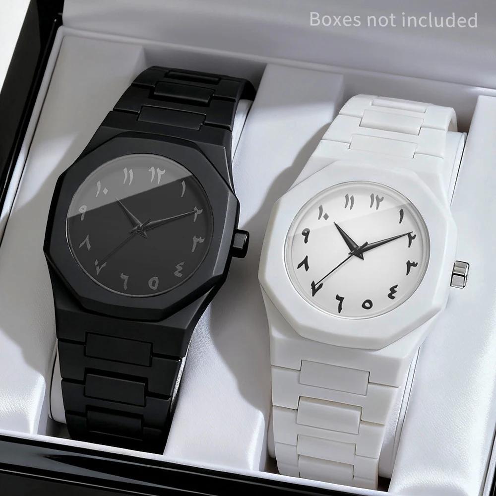 2 pièces mode hommes montres à Quartz ensemble décontracté bracelet en plastique homme sport montre-