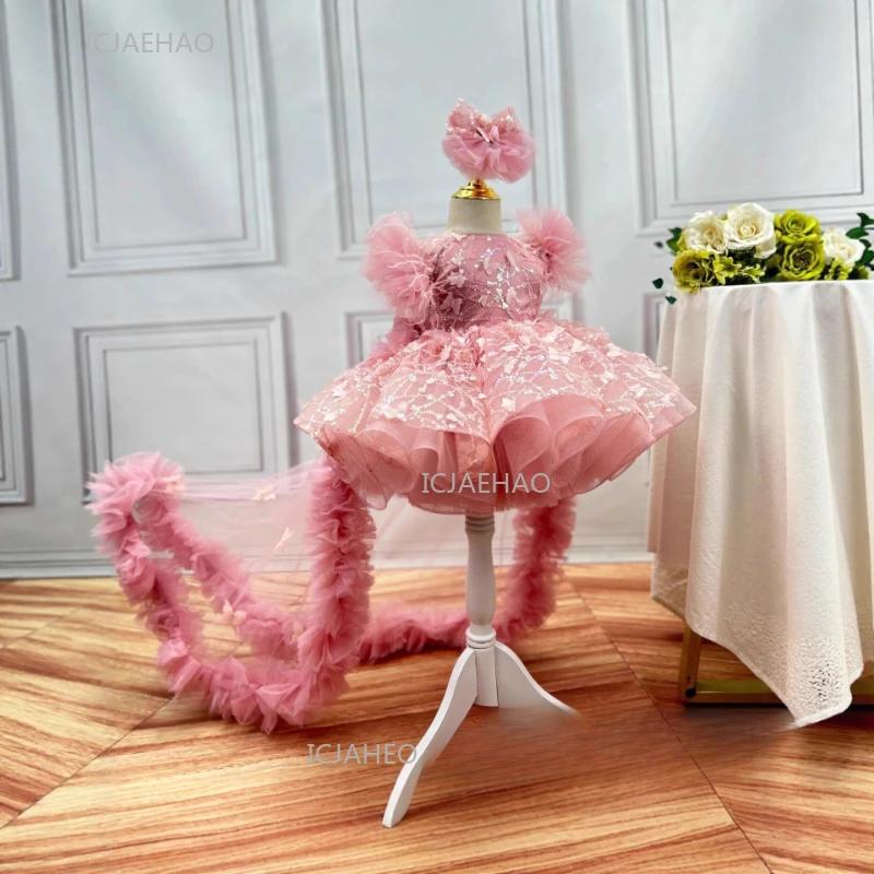 Robe de soirée pour filles, vêtements de princesse pour premier anniversaire, Costume en Tulle à pai
