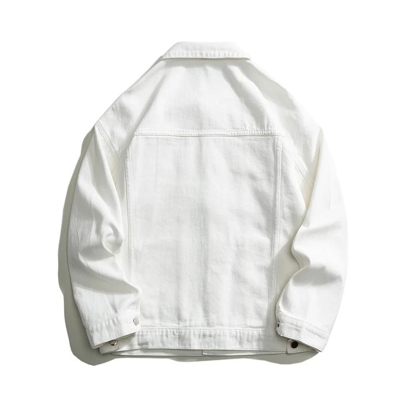 Veste en jean blanc surdimensionné pour homme, streetwear en coton, jean décontracté de haute qualit