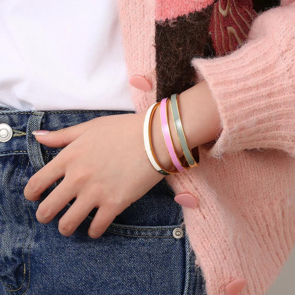 Bracelets de luxe en émail Orange coloré pour femmes, cadeau de fête, à la mode, bijoux originaux en