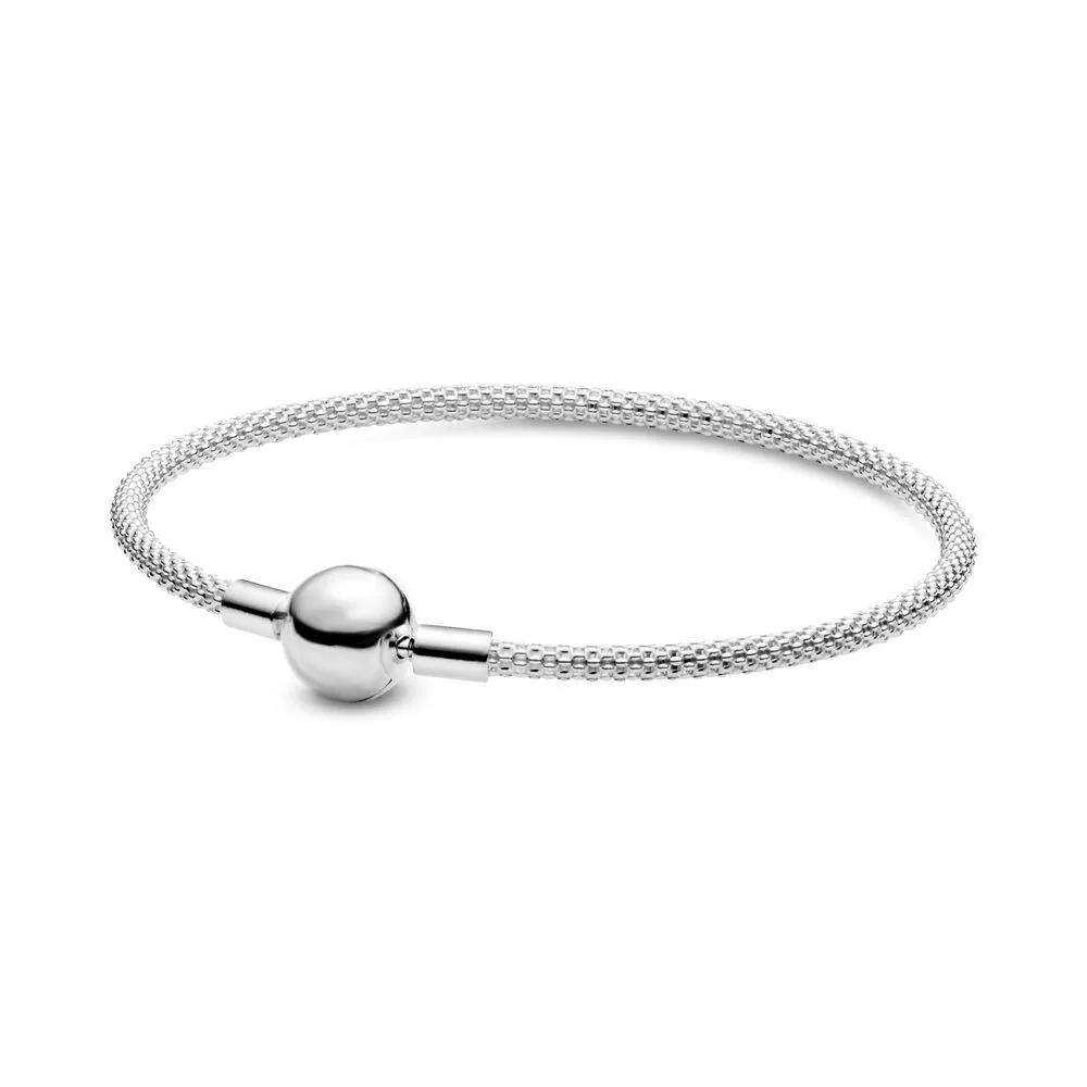 Bracelet classique en argent pur 925% pour femmes, breloque ronde à la mode, bijoux de luxe originau