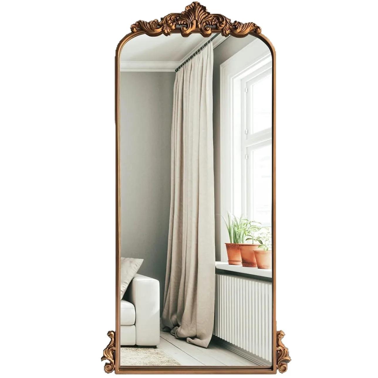 Miroir de maquillage vintage français sculpté, mural ou sur pied, pour dressing, de luxe léger, plei
